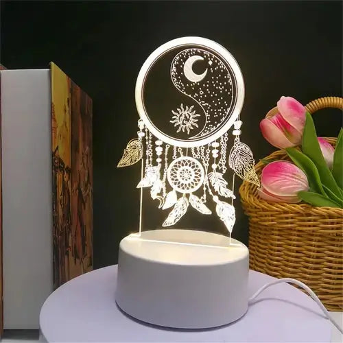 1pc Dream catcher 3D Night Light, 3D Optical Illusion Lamp With