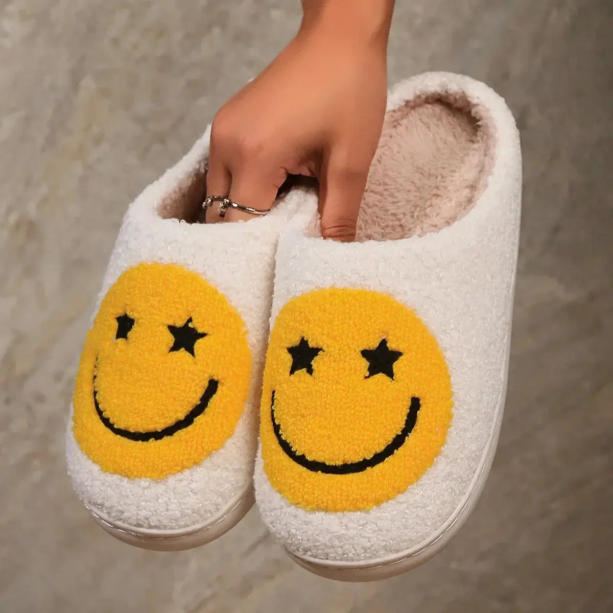 cute smiley face winter slippers