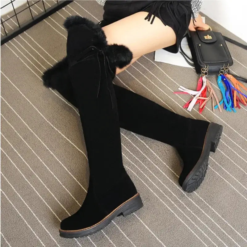 Hot Warm Snow Boots Women 2024 Winter Shoes Warm Fur Plush Over Knee