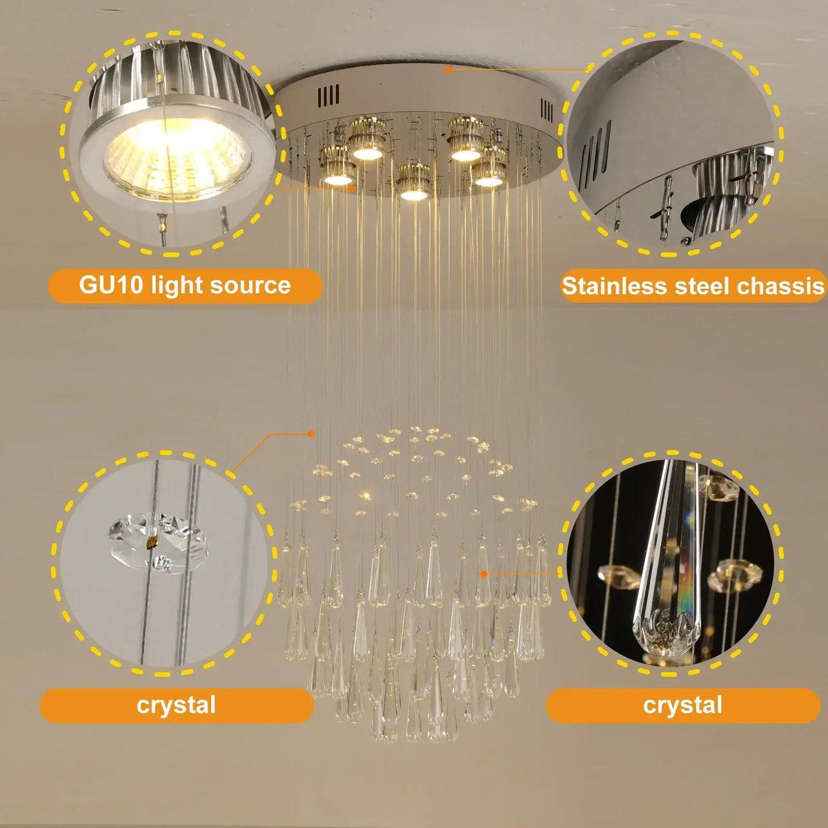 VETRULUS Modern Crystal Chandelier, Selectable Designs