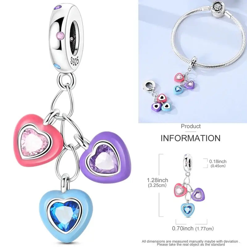 Hot Dream Catcher Feather 925 Sterling Silver Purple Colorful Moon Dreamy Blue Charm Original Fits Women DIY Jewelry Girl Charms