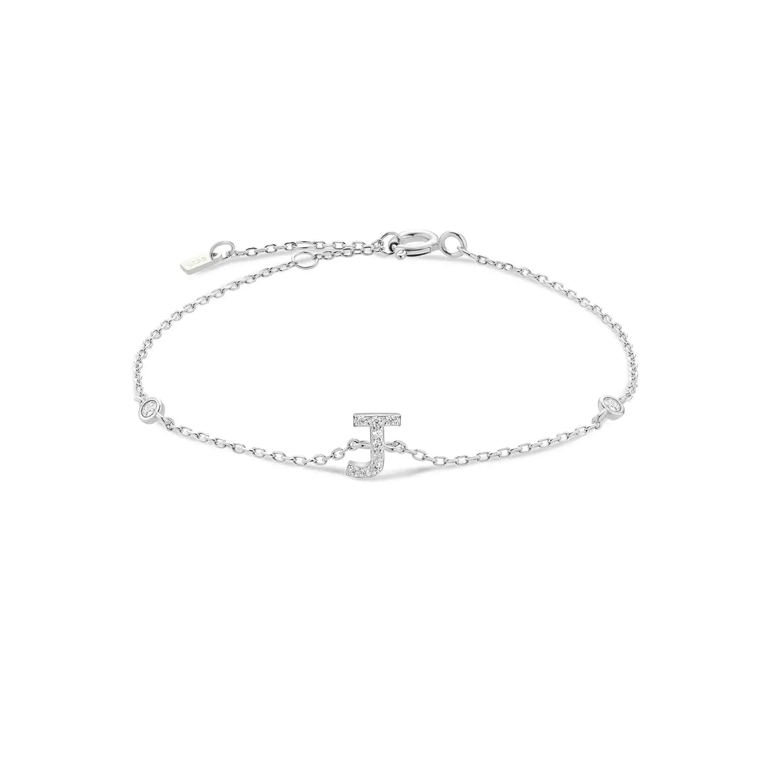 925 Sterling Silver Initial 26 Letters Alphabet Monogram Gold Name Bracelet Crystal CZ Zircon 2021 Fashionable Jewelry