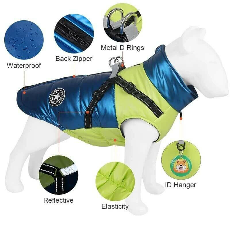 Winter Dog Harness Clothes Waterproof Warm Pet Dog Cotton Coat for