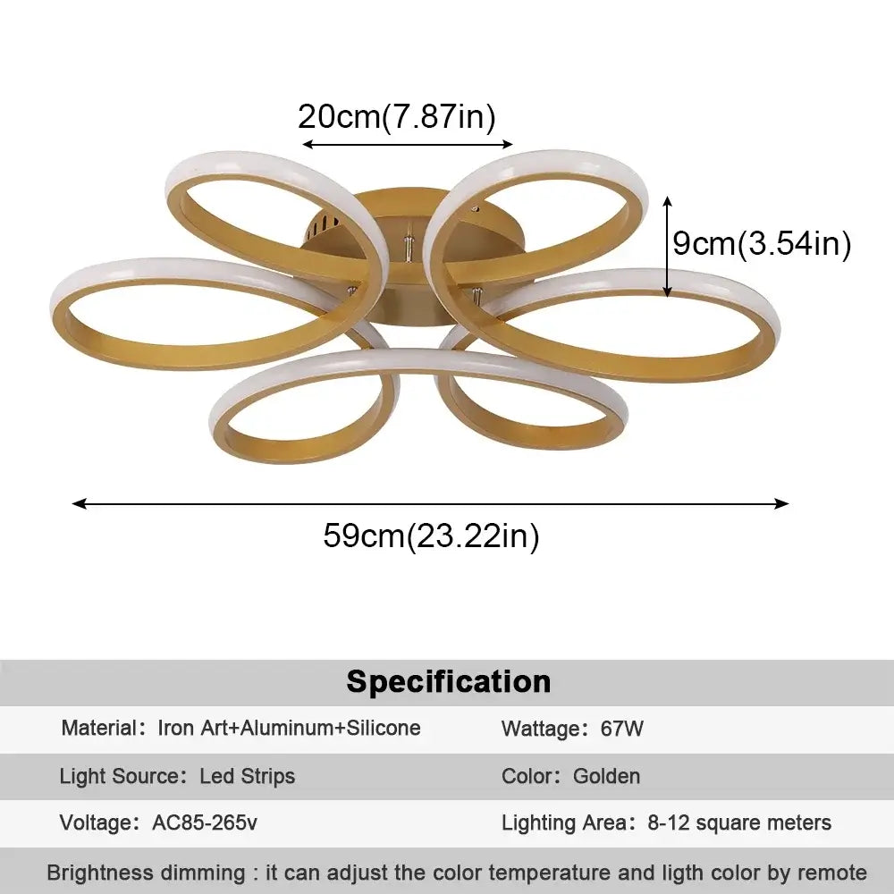 Vinilky Dimmable LED Ceiling or Pendant Light, Black or Gold