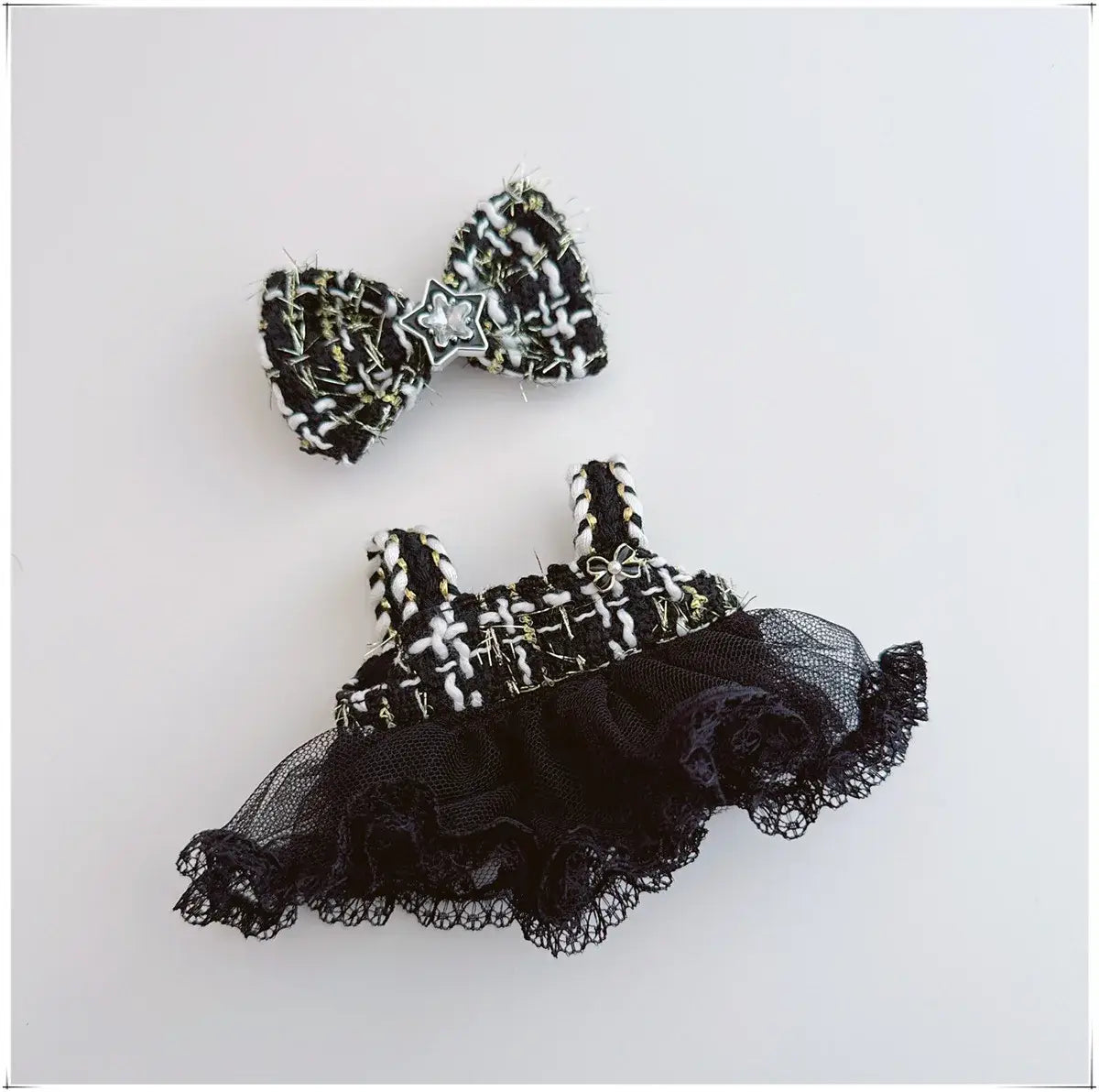 17cm Labubu Doll Accessories Clothes Advanced Luxury Design Sweet Woolen Shawl Suit Skirt Labubu Clothes Messenger Bag Loafers