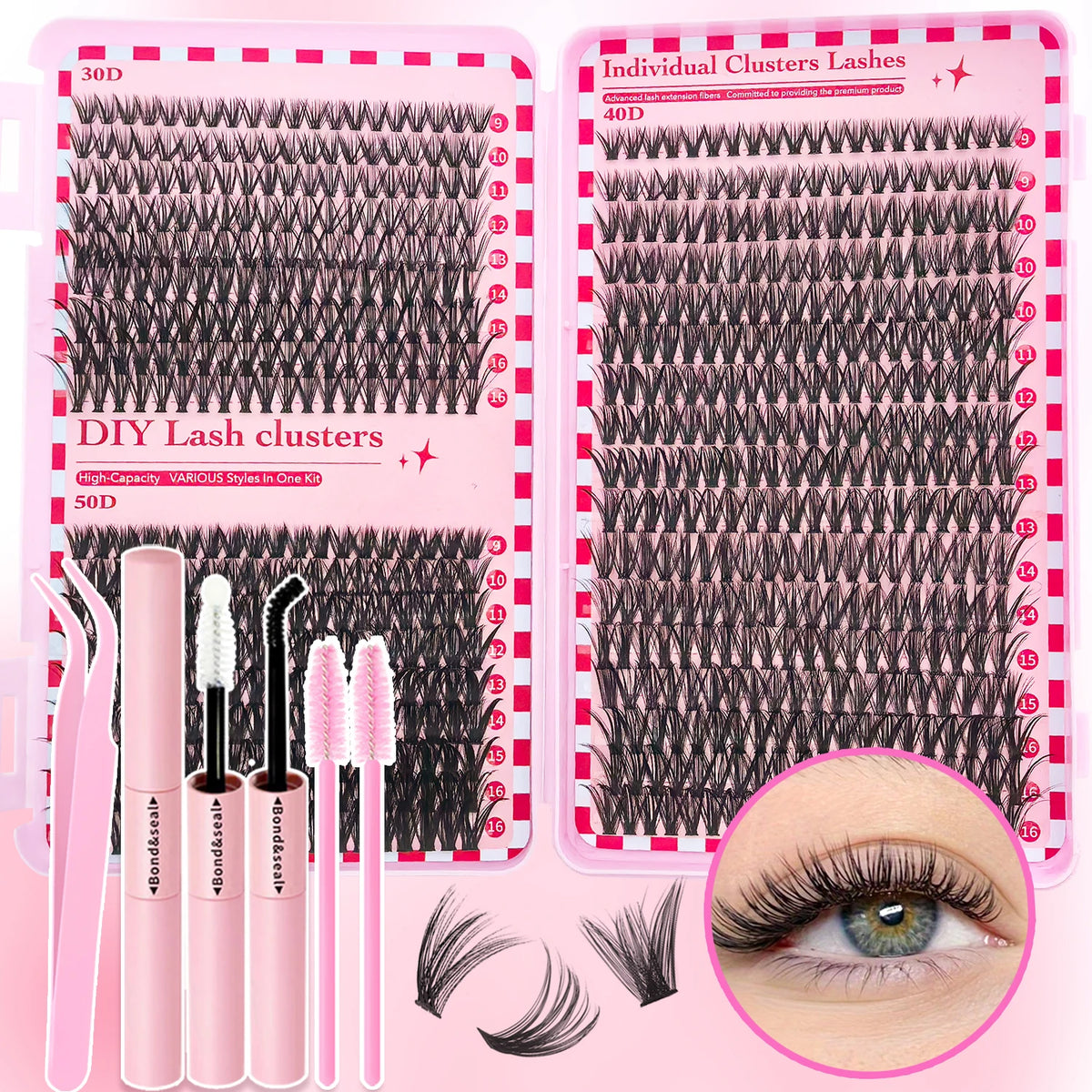 Cluster Lashes Kit – 320 / 600 / 790pcs | Mix-and-Match Lengths | Daily & Party Glam | DIY False Lashes