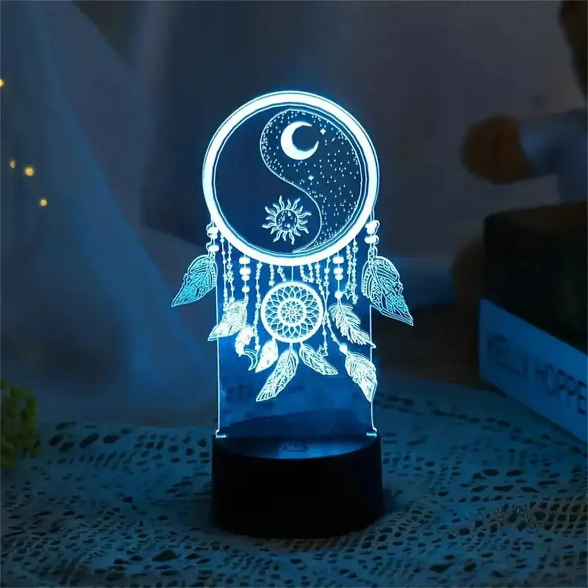 1pc Dream catcher 3D Night Light, 3D Optical Illusion Lamp With