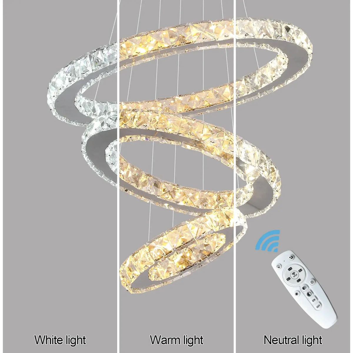 GreeLustr Crystal Ring LED Pendant Light, 1 or 3 Rings