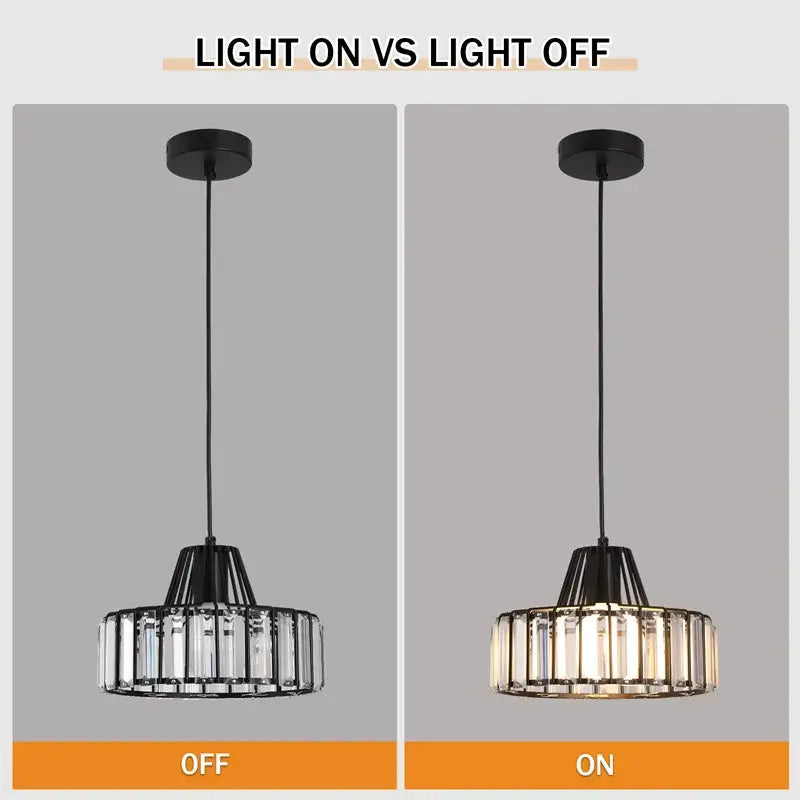 GreeLustr Modern Crystal Pendant Light, Black or Gold
