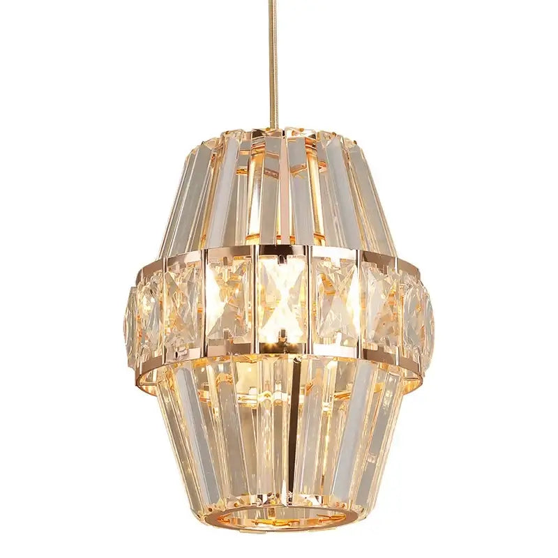 Modern Crystal Pendant Light with Gold-Tone Details