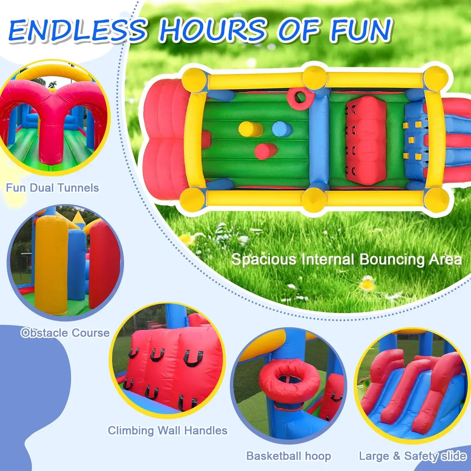 Inflatable Macaroon PVC Water Sildes Ball Pool for Children Jungle Gym Water Play Equipment With 1100W Air Blower