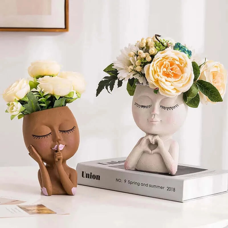 Plant Pot Decorative Flower Pots Nordic Style Face Head Pot Succulent