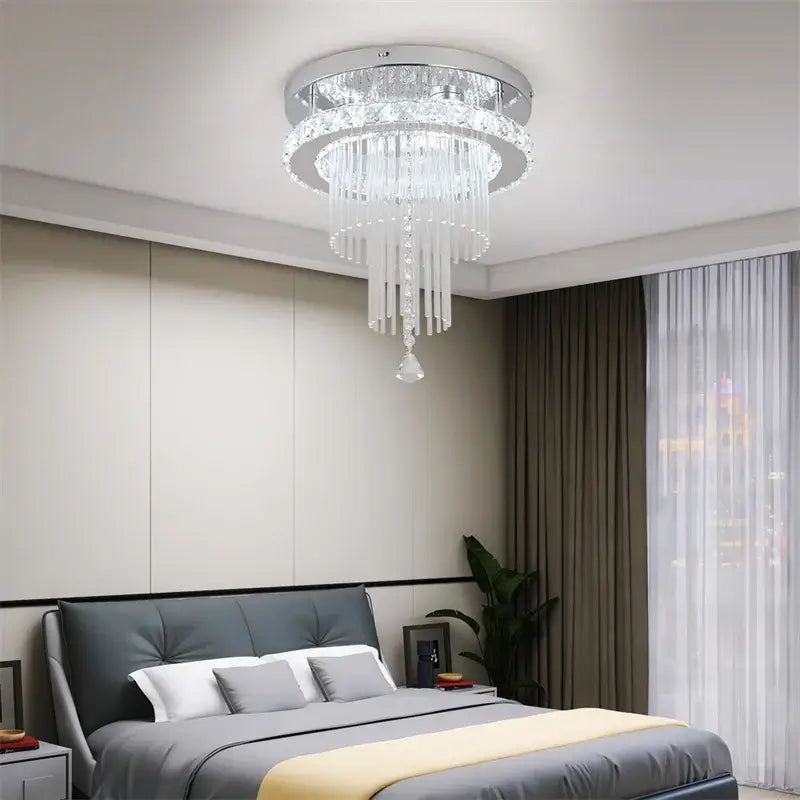 GreeLustr Round Crystal LED Ceiling Light, 30 cm