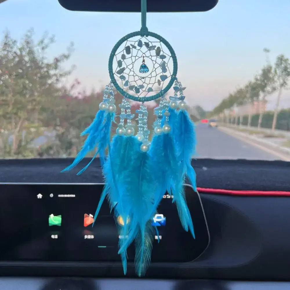 Dream Catcher Car Pendant for Girls Feather Mirror Hanging Pendant Home Decor Lucky Car Ornament Interior Accessories Crystal