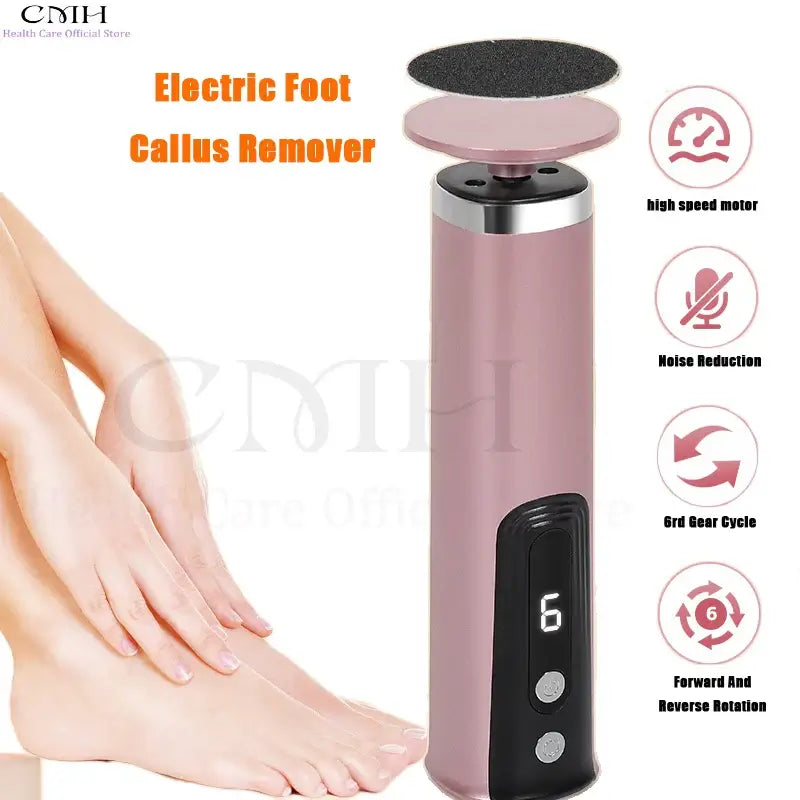 CMH Dual-Head Metal Electric Foot Grinder Portable Rechargeable Callus Remover Dead Skin Remover with Multiple Free Accessories