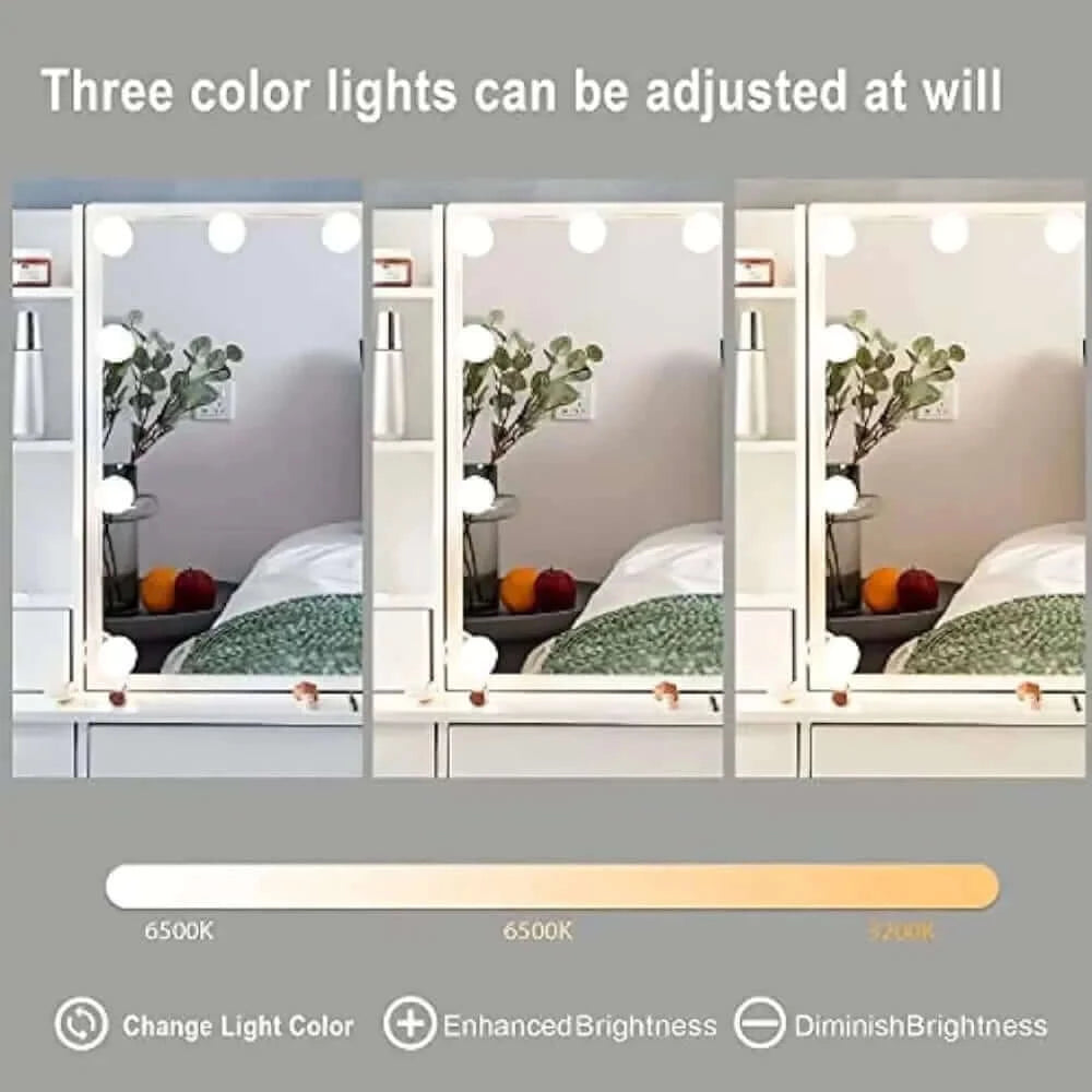 Vanity Set Dressing Table with Lighted Mirror, Vanity Desk with