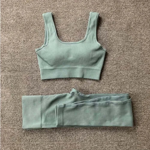 Women Seamless Yoga Set Gym Workout Clothes for Female Push Up Bra