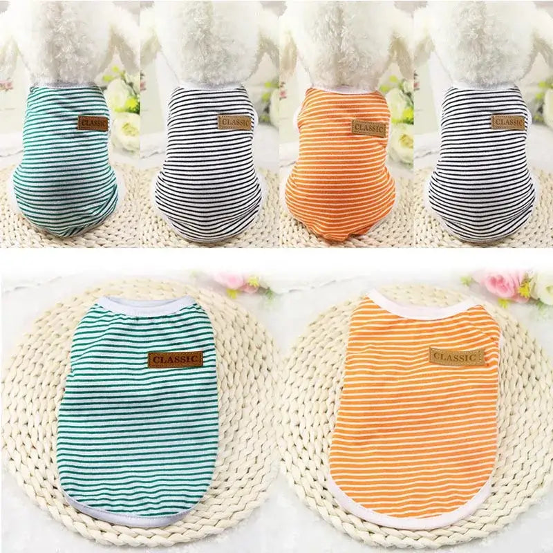 Summer Cotton Striped Vest for Small Dogs
