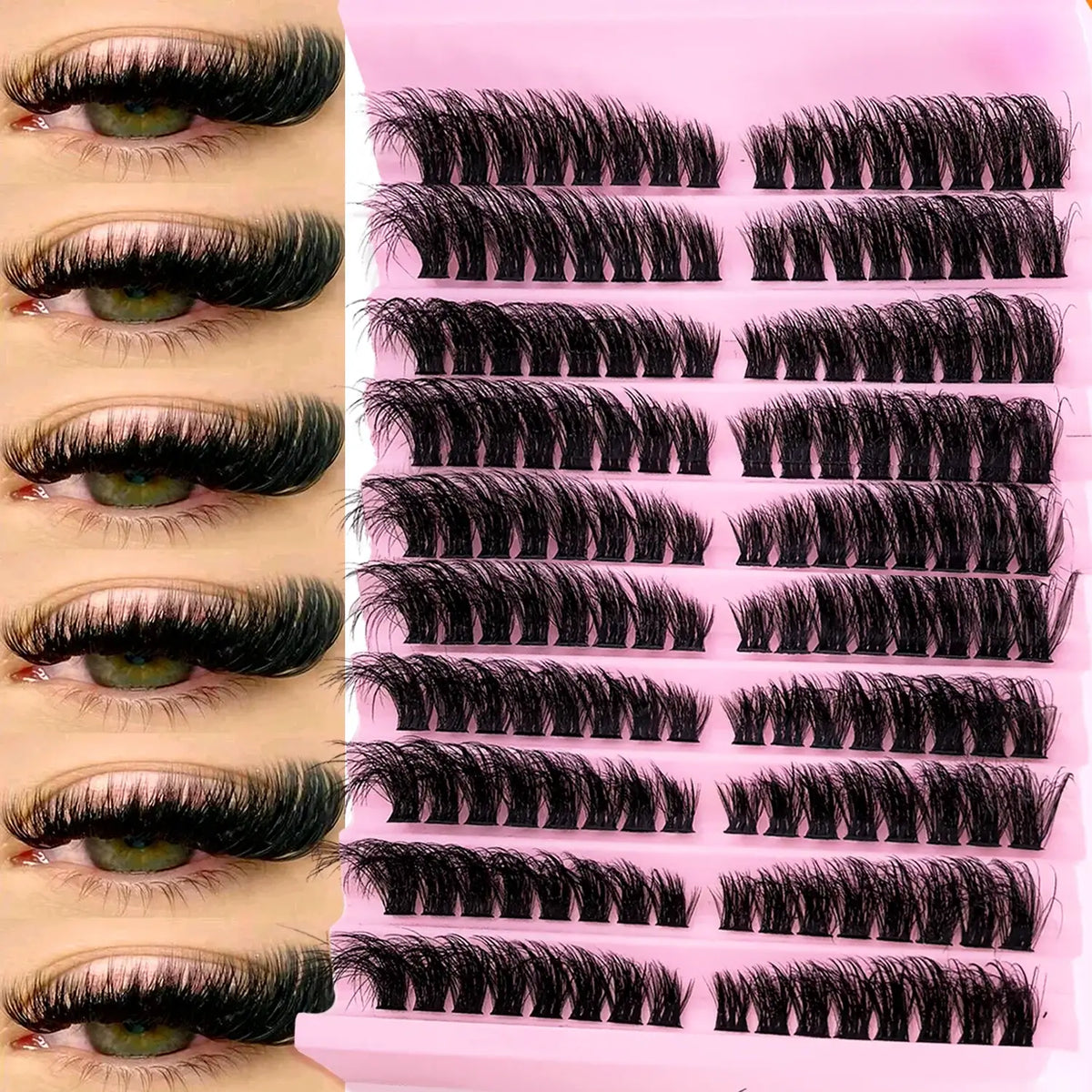 Eimny Individual Cluster Lashes – 160pcs | 8–16mm Mixed Tray | 80D–100D Volume | DIY Eyelash Extensions | Natural Look