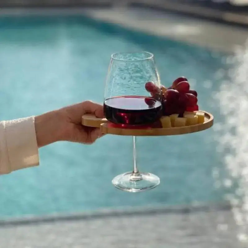 Wine Appetizer Plates with Glass Holder - 8.5x5.25