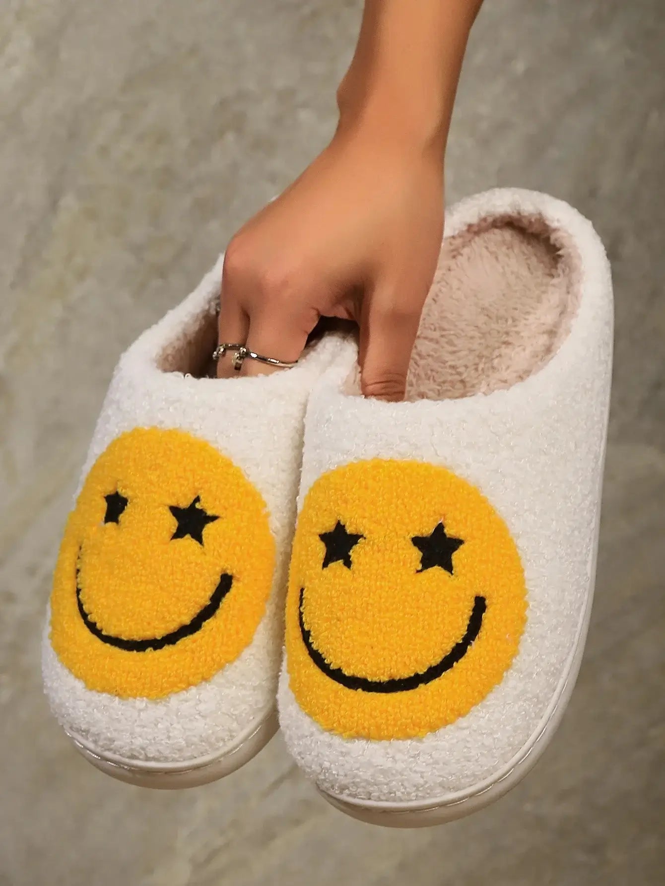 cute smiley face winter slippers