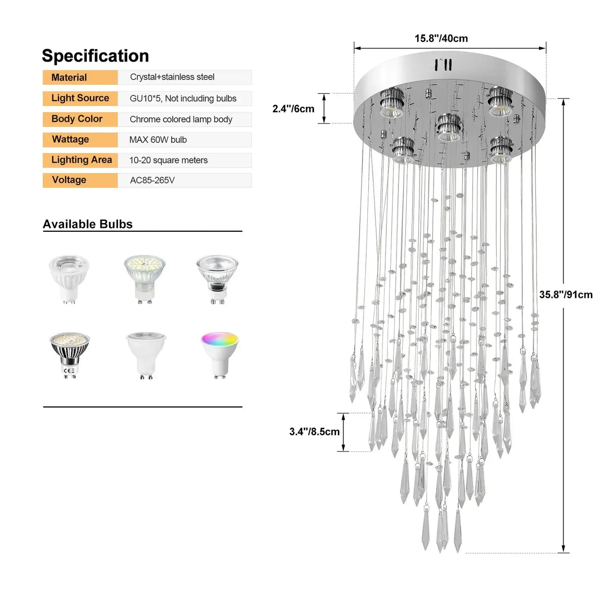 VETRULUS Modern Crystal Chandelier, Selectable Designs