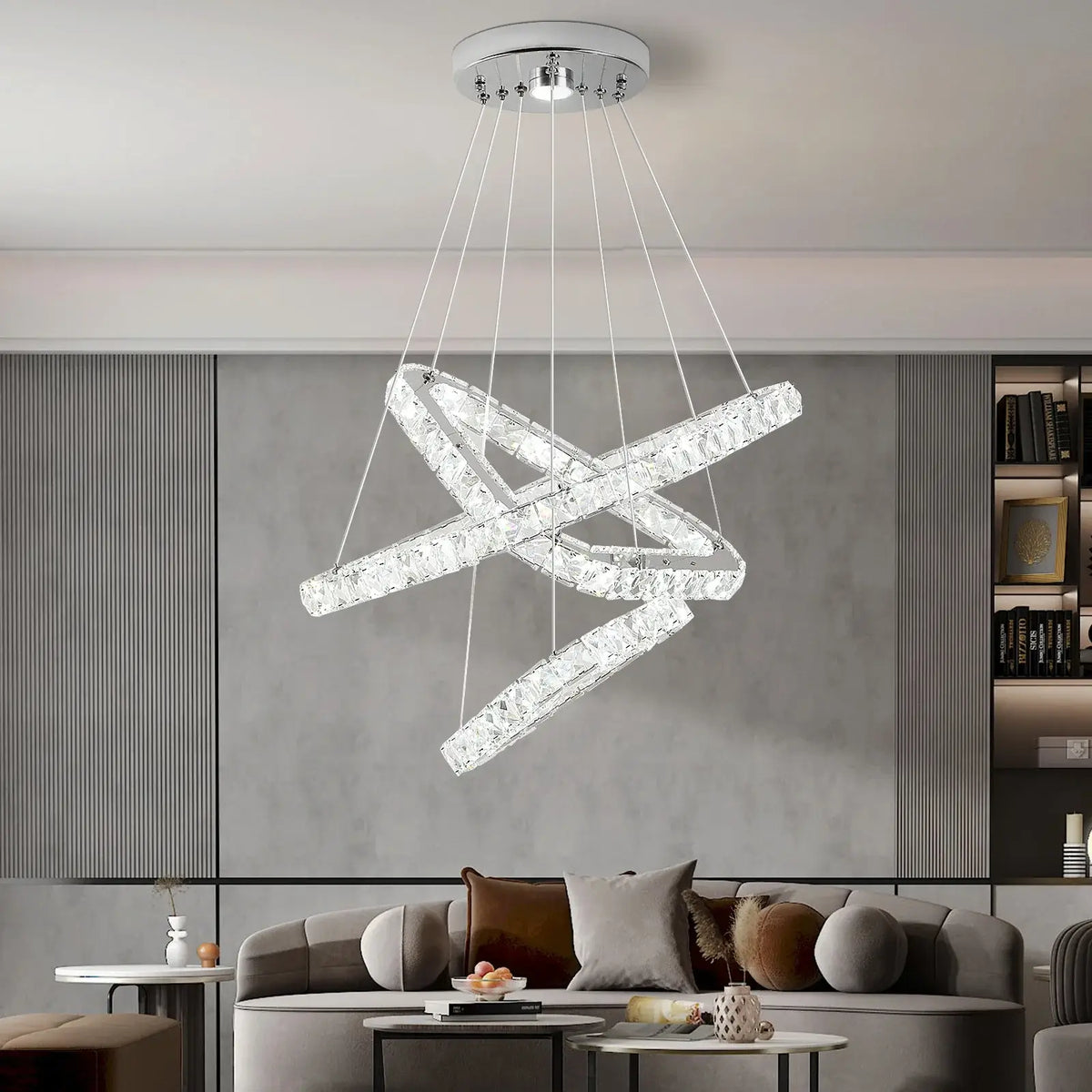 Modern Geometric Crystal LED Pendant Chandelier