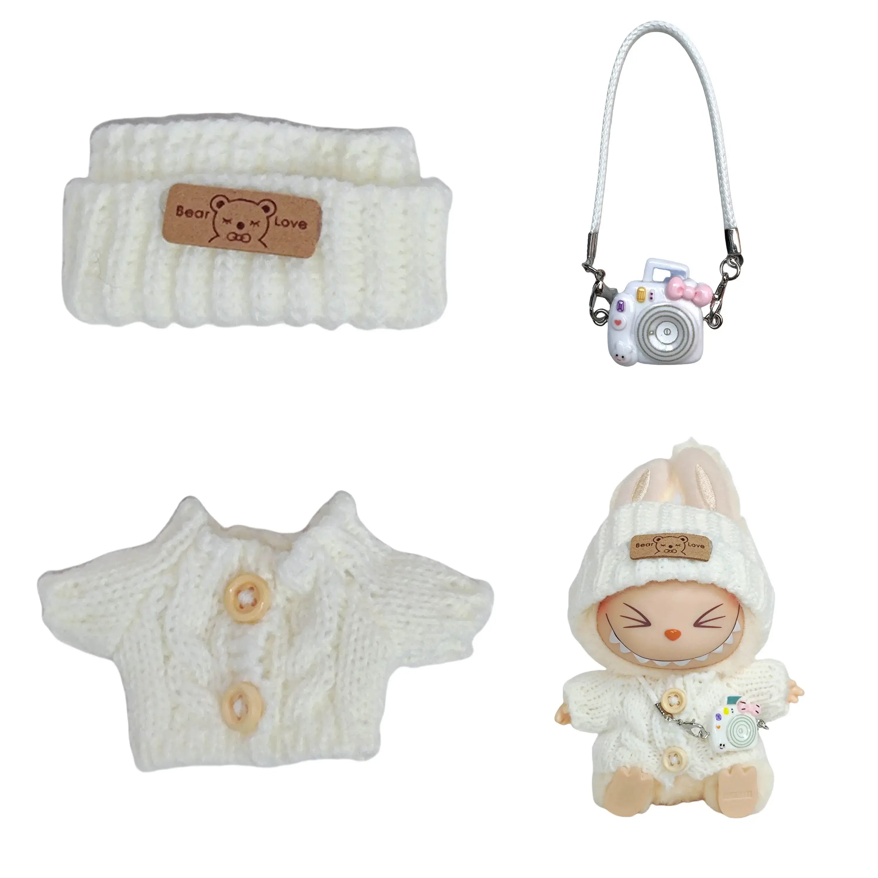 Labubu II Dolls Cute Clothing Set - Mesh Sweater & Hat