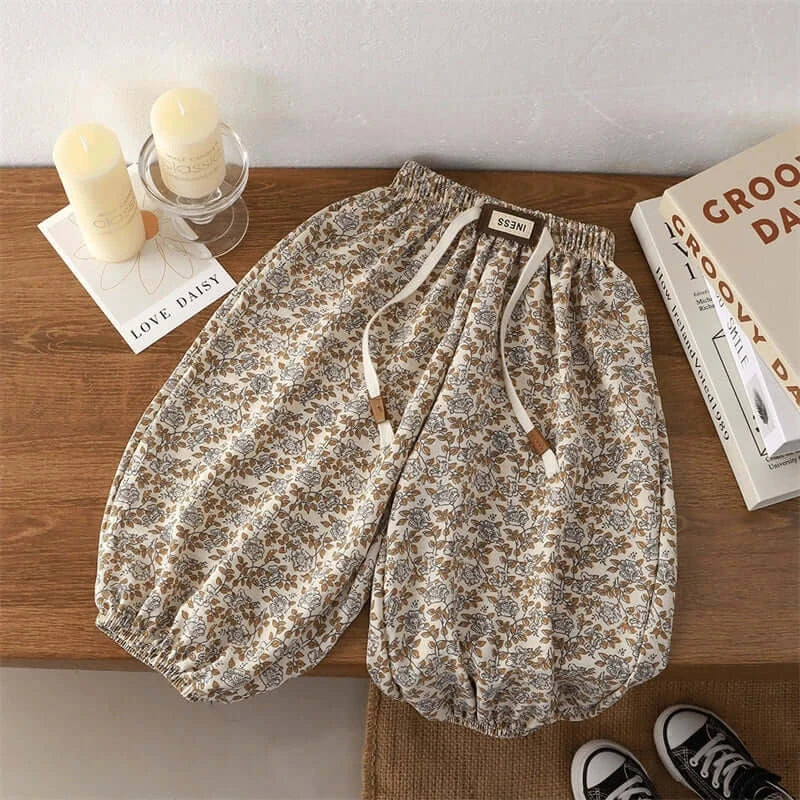 1-8yr Old Kids Clothes Floral Print Harem Pants Fashion Bear Casual Loose Children&