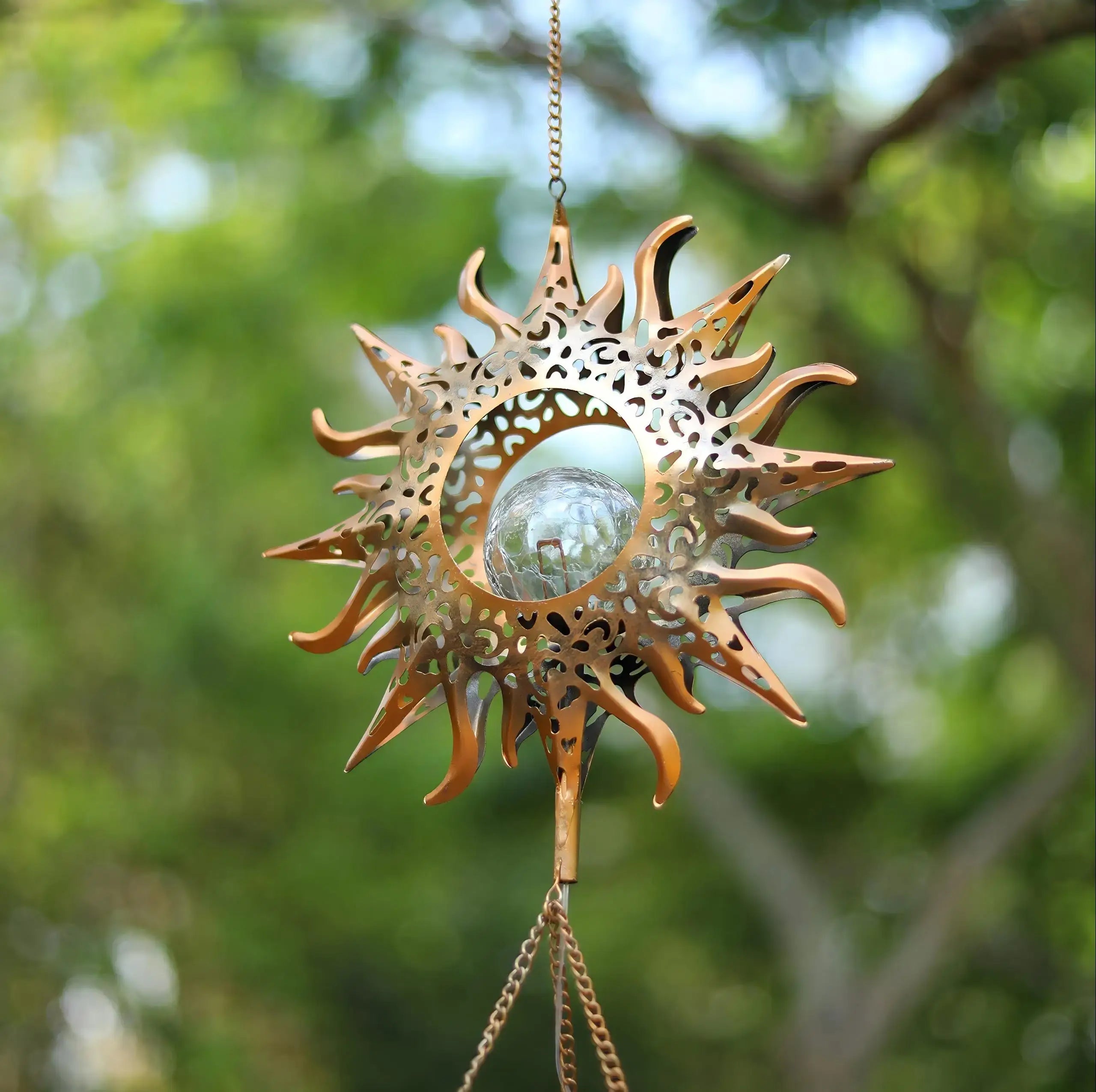 Glowing Crackle Glass Solar Wind Chimes Waterproof LED Outdoor Wind Bells Unique Garden Decorative Gifts
