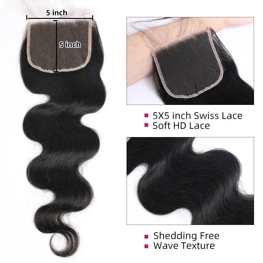 PerisModa Body Wave Bundles With Closure 12A 5x5 4x4 HD Transparent Lace Virgin Brazilian Human Hair Extensions Natural Hair