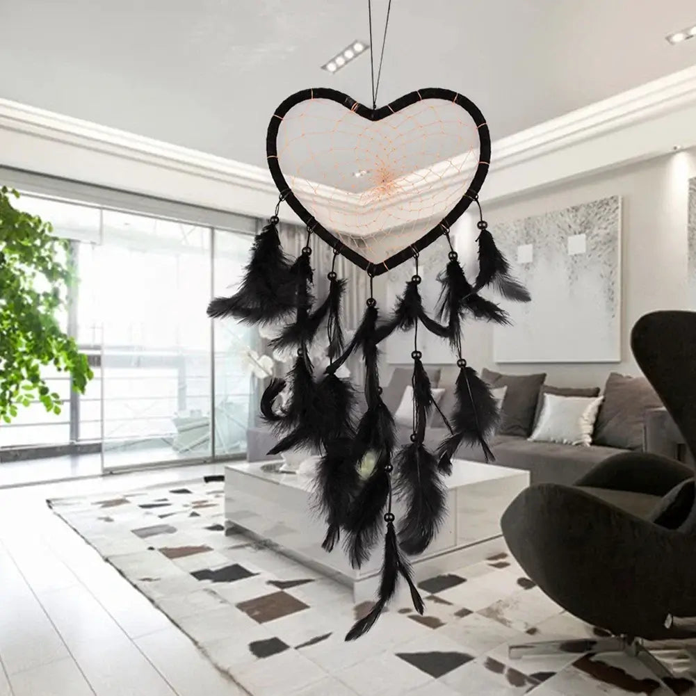 Dream Catcher Wind Chimes Art Chimes Home Craft Dreamcatcher Ornament Hanging Bedroom Decoration Gift Black Indian Feather