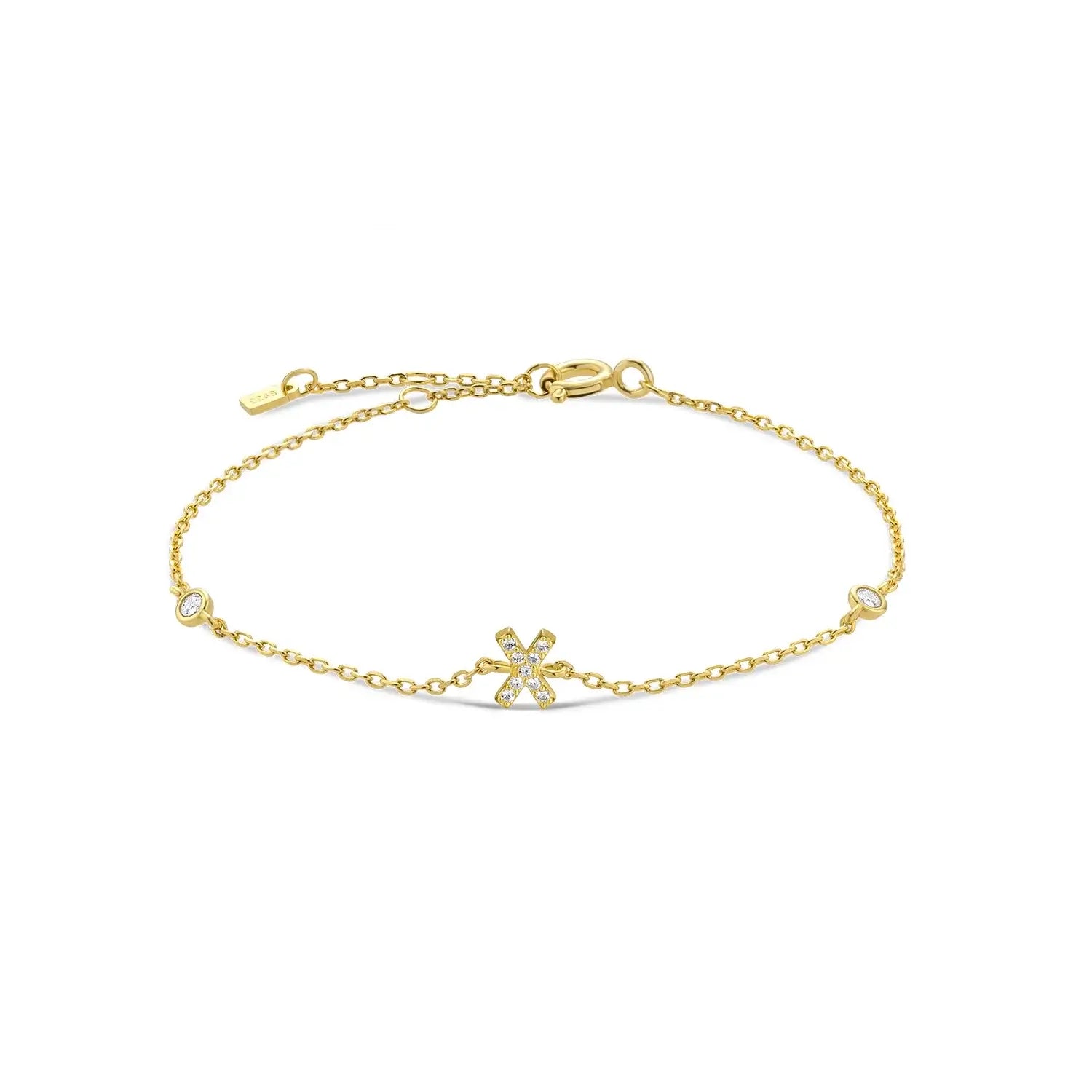 925 Sterling Silver Initial 26 Letters Alphabet Monogram Gold Name Bracelet Crystal CZ Zircon 2021 Fashionable Jewelry