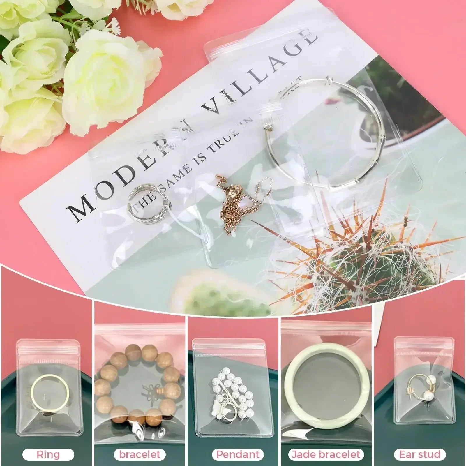 10/20/30/50pcs Jewelry Organizer Pouch Bags Transparent PVC Anti-Oxidation Earring Pendant Necklace Bracelet Storage Holder 2035