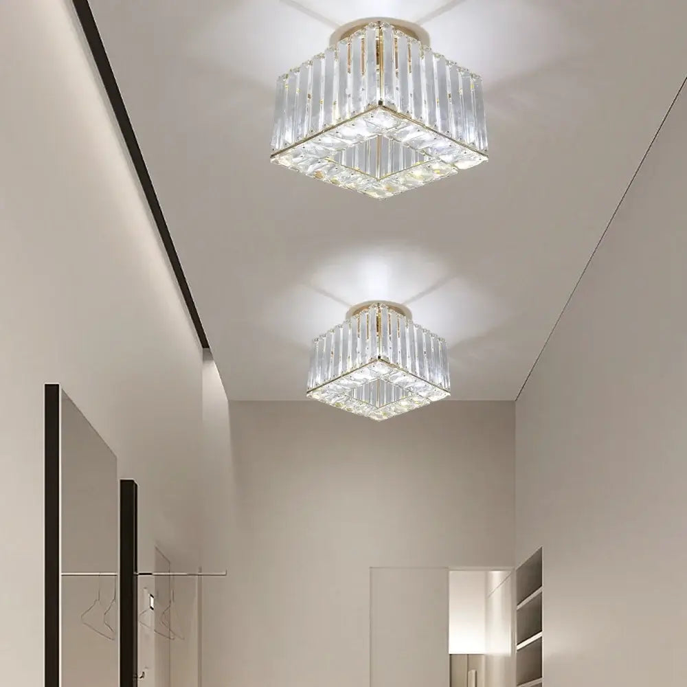 Modern Crystal Ceiling or Pendant Light, Black or Gold