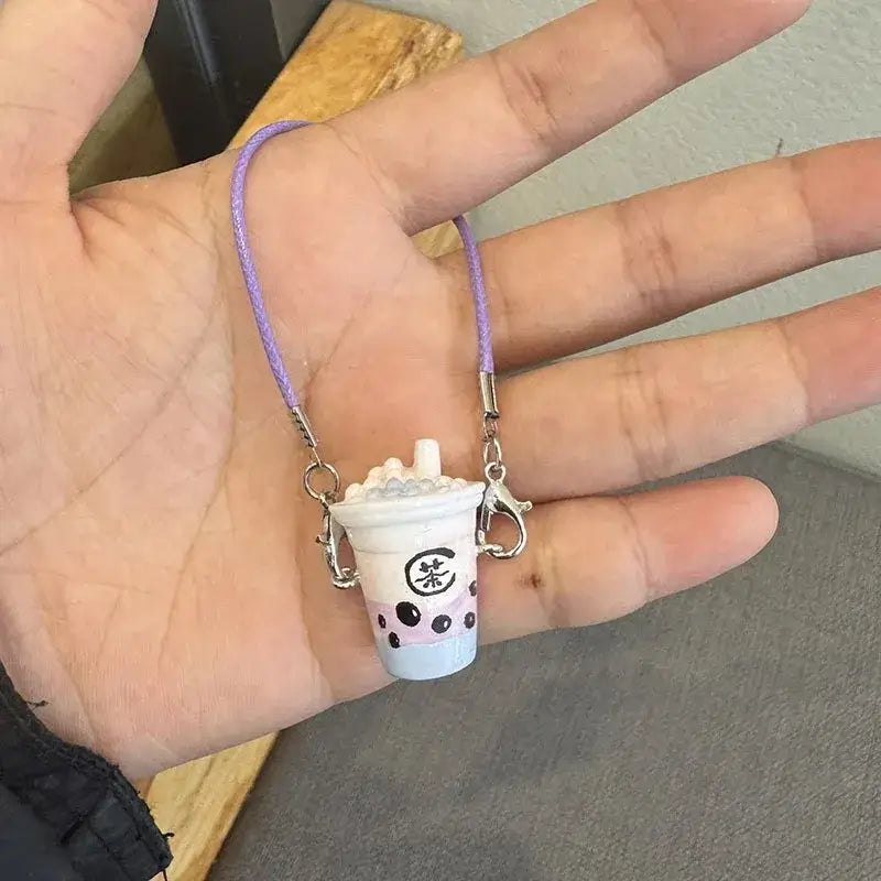 15cm/17cm Labubu Doll Accessories - Mini Realistic Bubble Tea Cup Plush Crossbody Pendant