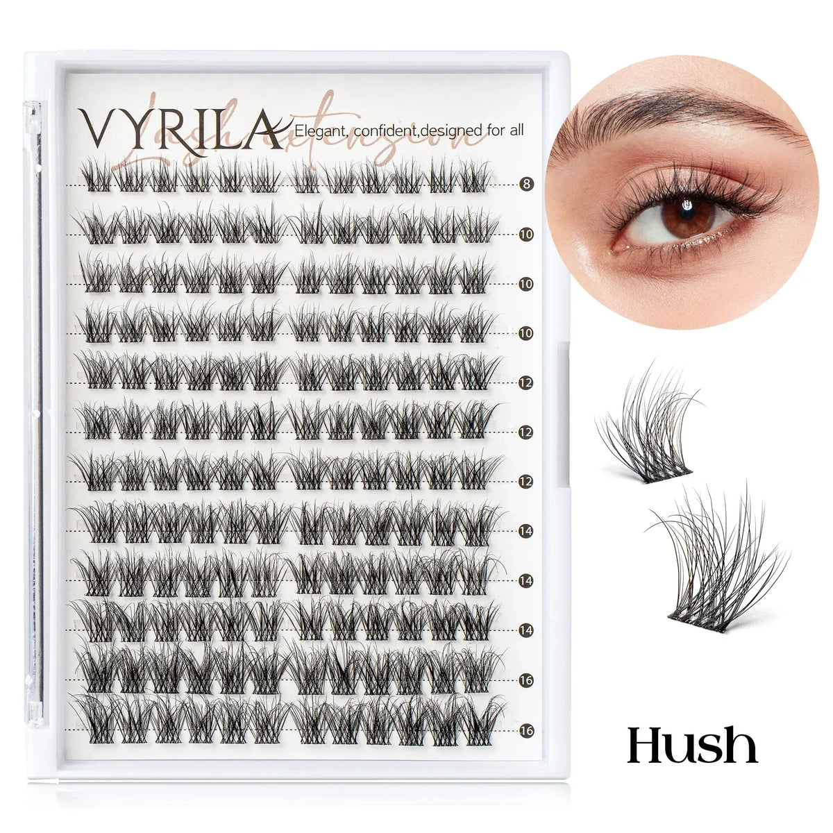 VYRILA Individual Cluster Lashes – C Curl 3D Wispy DIY Eyelash Extensions | 0.05–0.07mm Super Thin Band | Reusable Natural Look