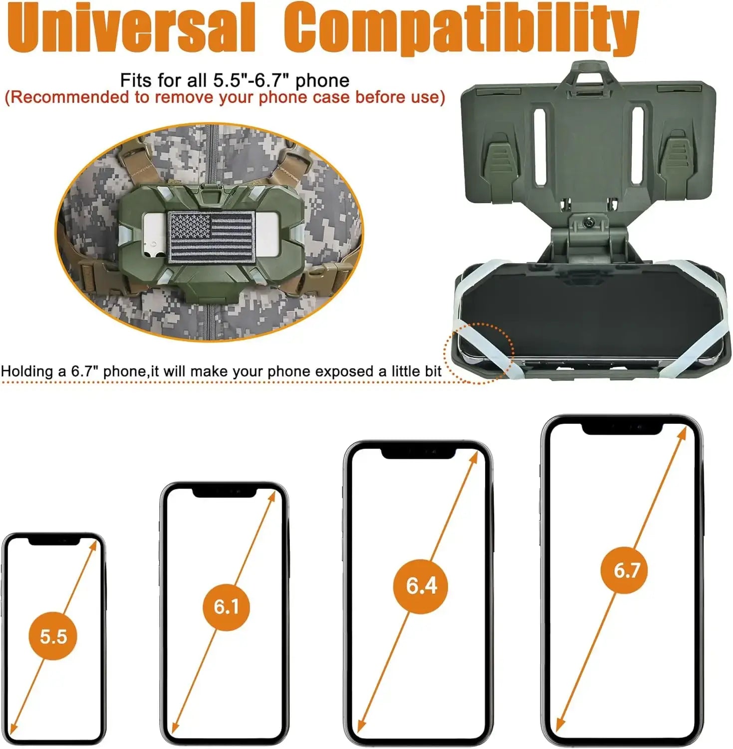 Tactical MOLLE Phone Holder, Folding Navigation Board, Cellphone Hold Gear, Airsoft Hunting Vest Accessories