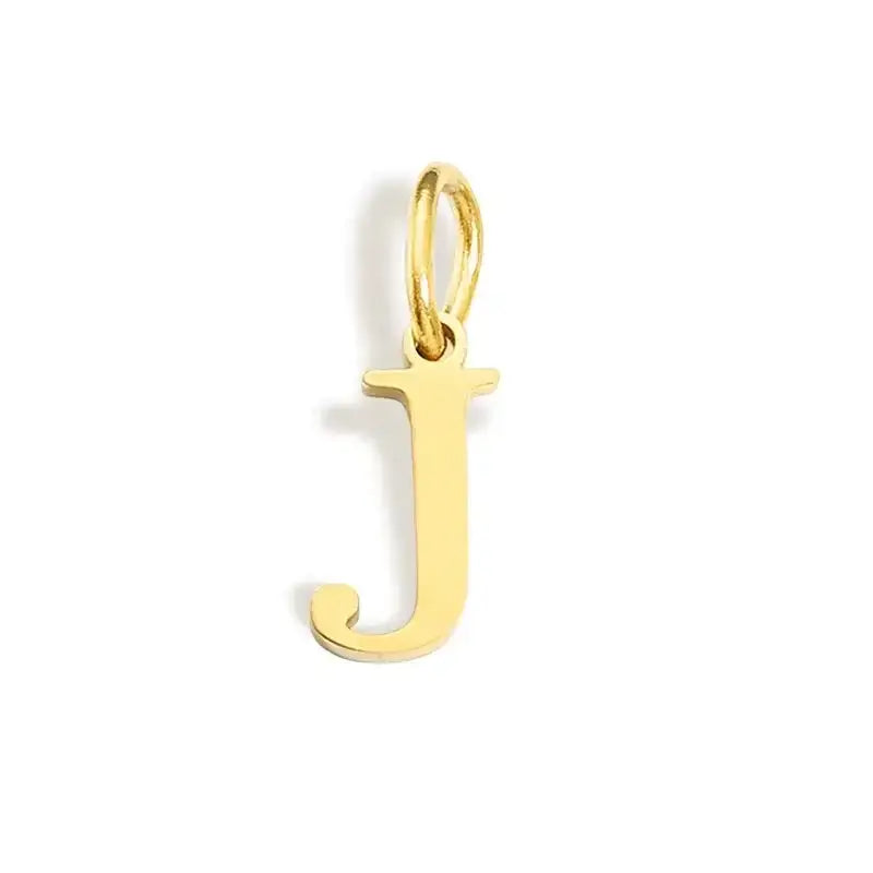26 Letter Alphabet Initial 10mm Charm Pendant Jewelry Gold Stainless Steel Simple PVD Plated DIY Necklace Bracelet Jewelry