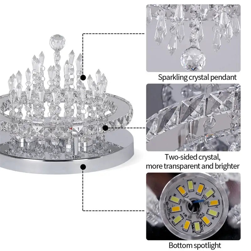 Round Crystal Raindrop LED Flush-Mount Chandelier