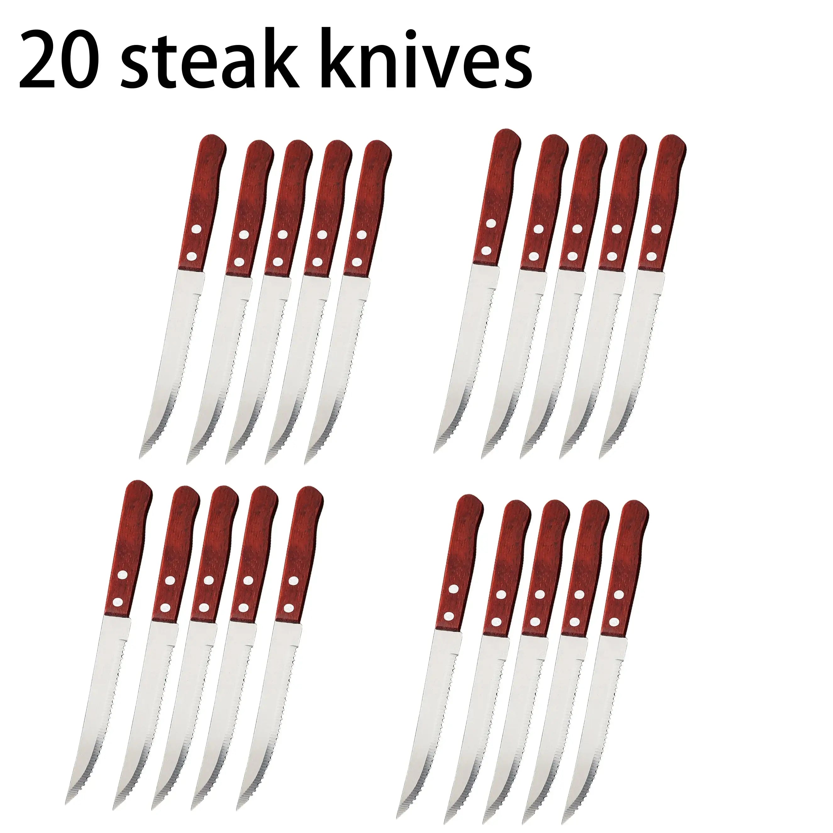 Stainless Steel Steak Knife Set with Wooden Handle
