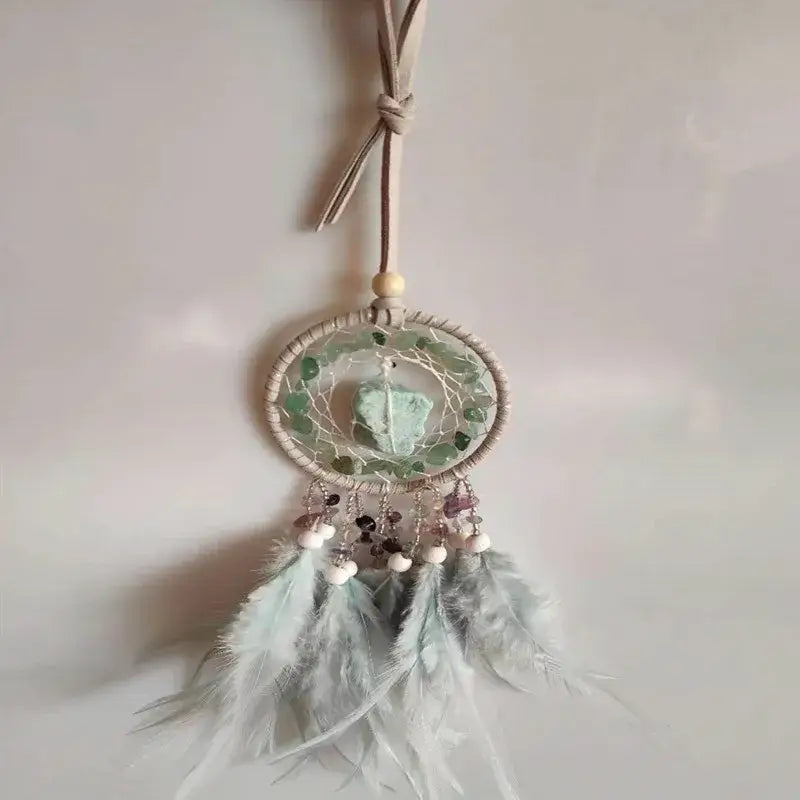 Dream Catcher Feather Pendant Crystal StoneHome Decor Wall Hanging Car Pendant Schoolbag Wind Chimes Dreamcatcher Decoration