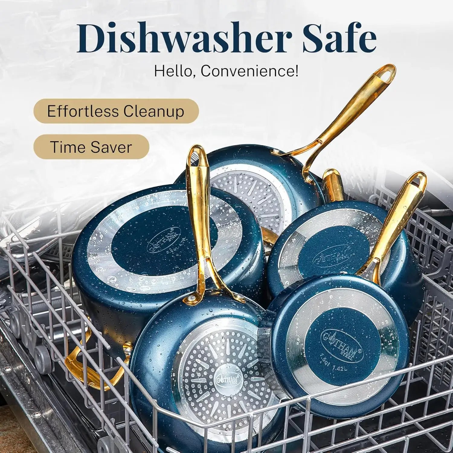 15 Pc Navy Ceramic Non-Stick Cookware Set