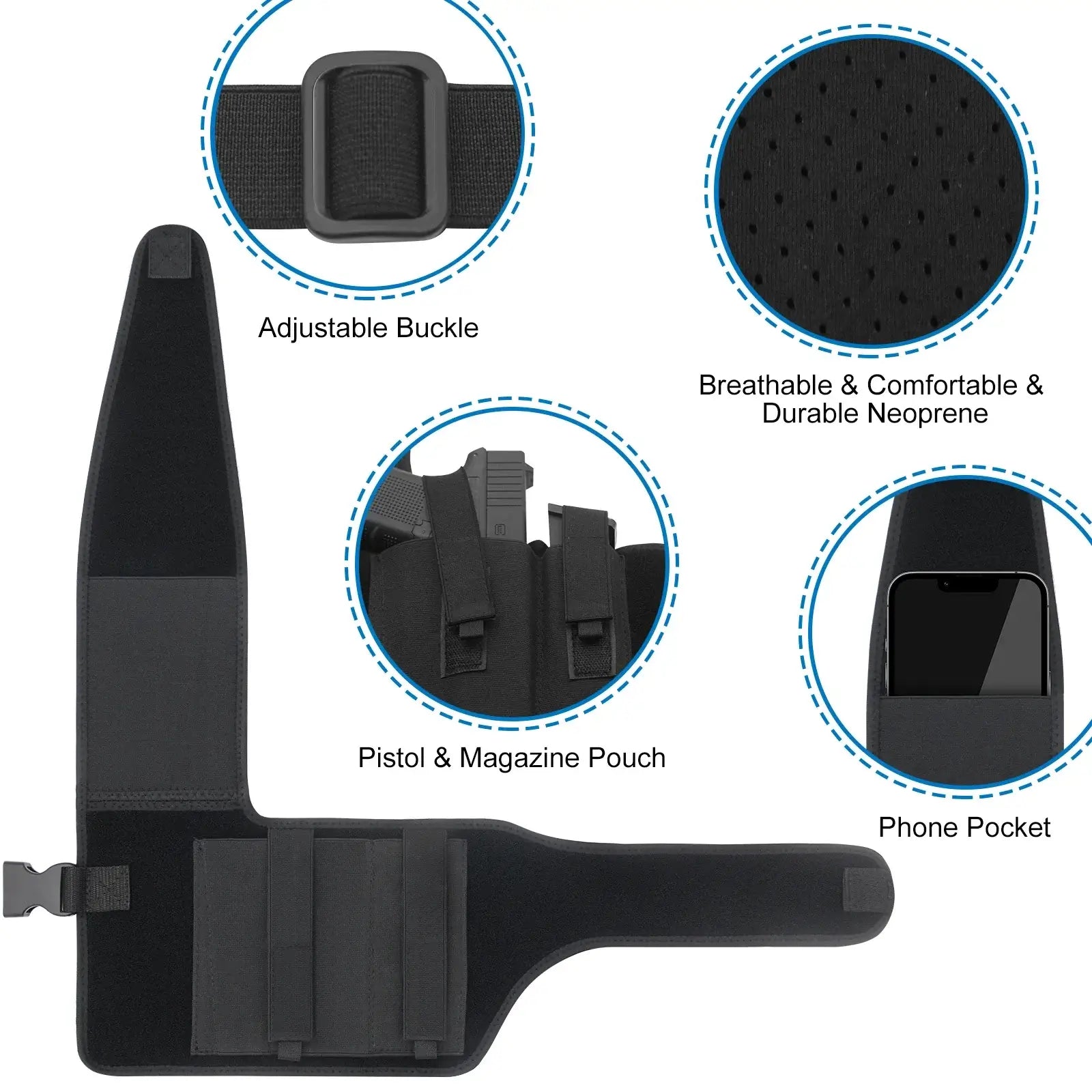 Chest Gun Holster with Phone Pouch Underarm Shoulder Pistol Holster