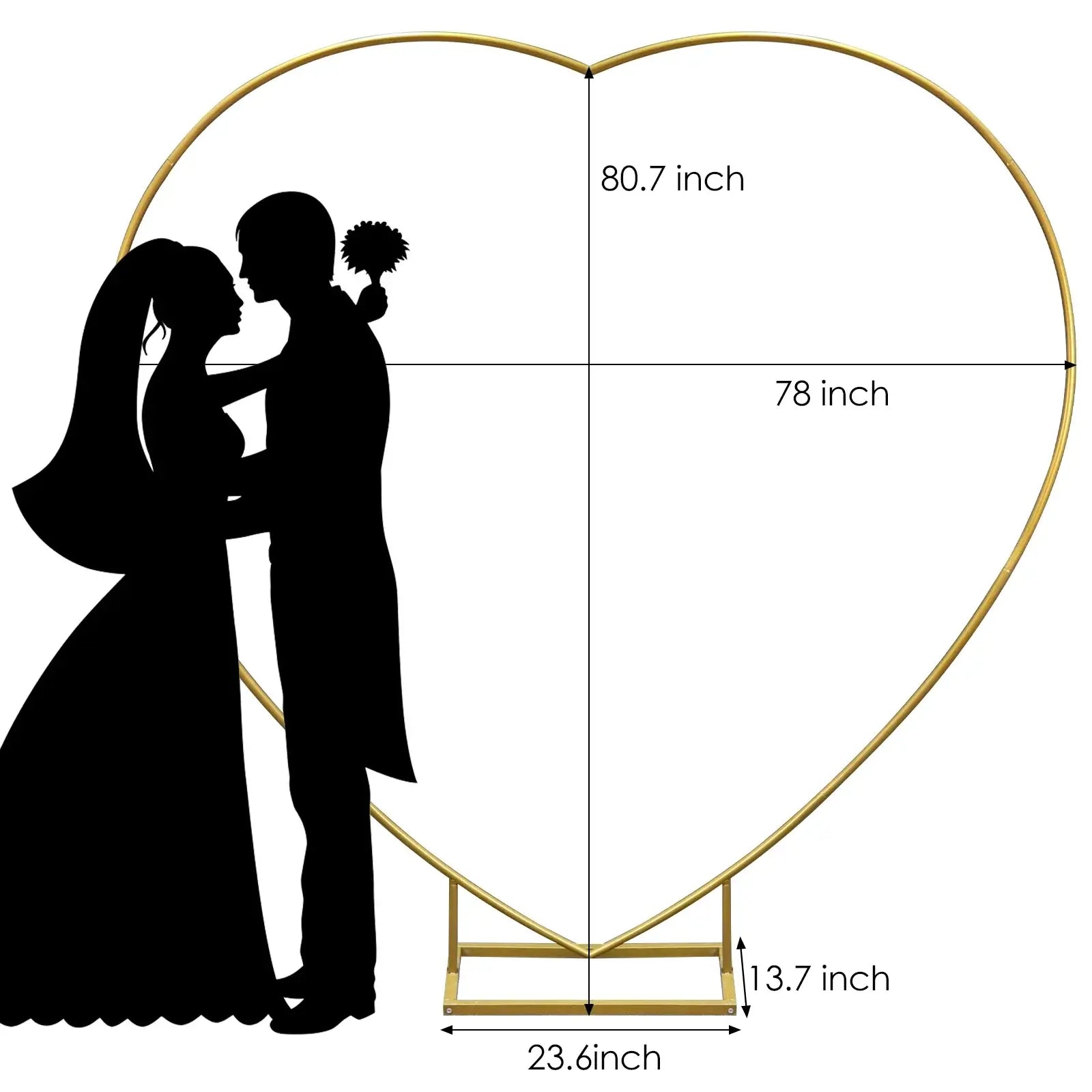 Heart Shape Wedding Arches for Ceremony Gold Arch Backdrop Stand,Metal Heart Shape Balloon Arch Frame with Base for Wedding
