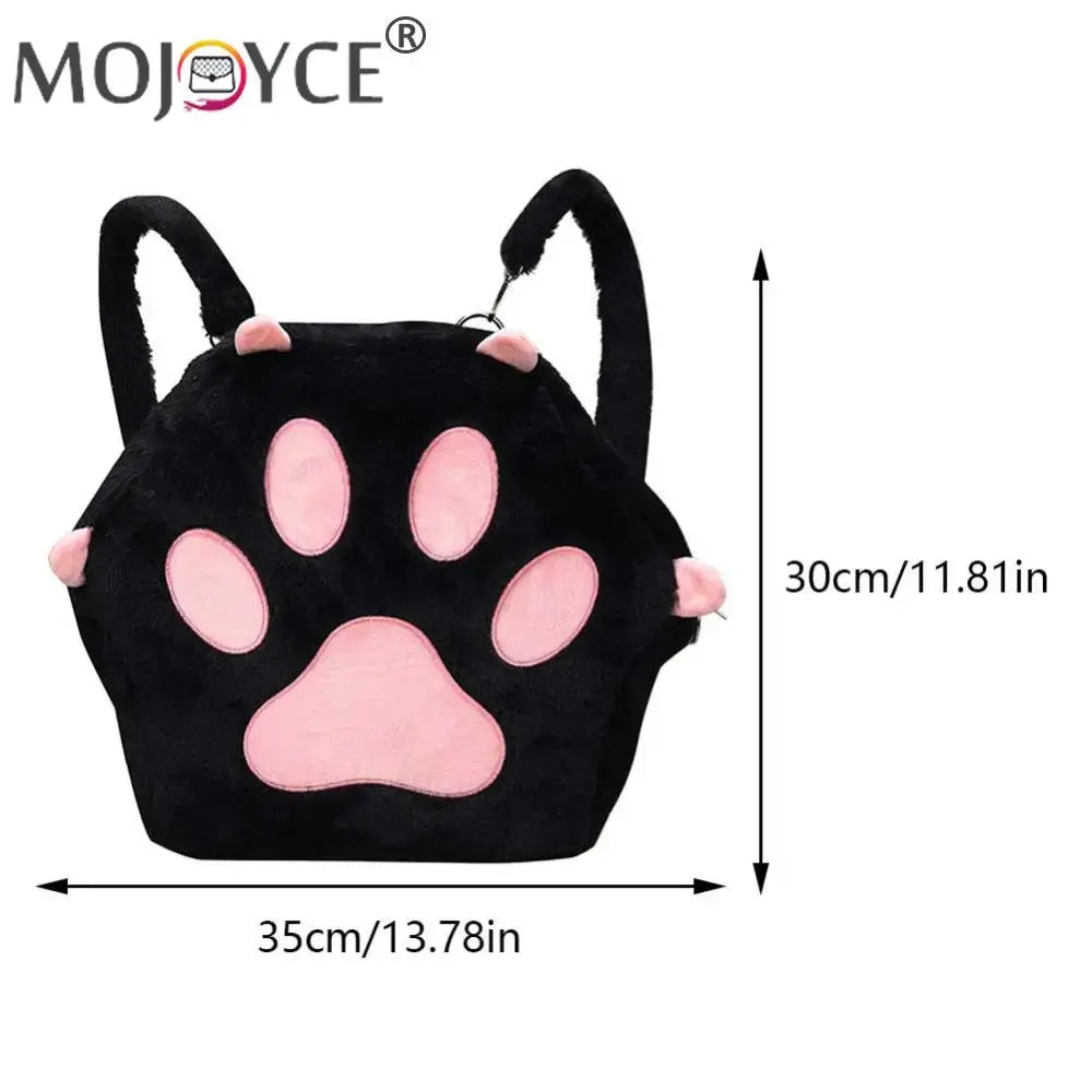 Cute Cat Paw Plush Backpack for Girls & Women