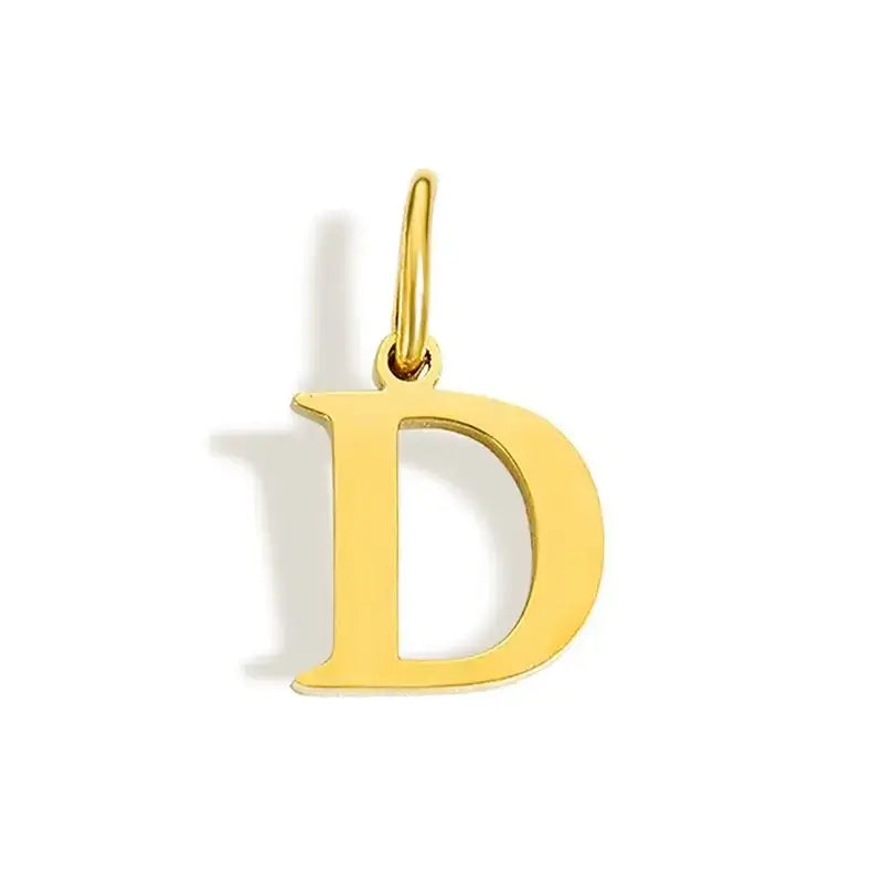 26 Letter Alphabet Initial 10mm Charm Pendant Jewelry Gold Stainless Steel Simple PVD Plated DIY Necklace Bracelet Jewelry