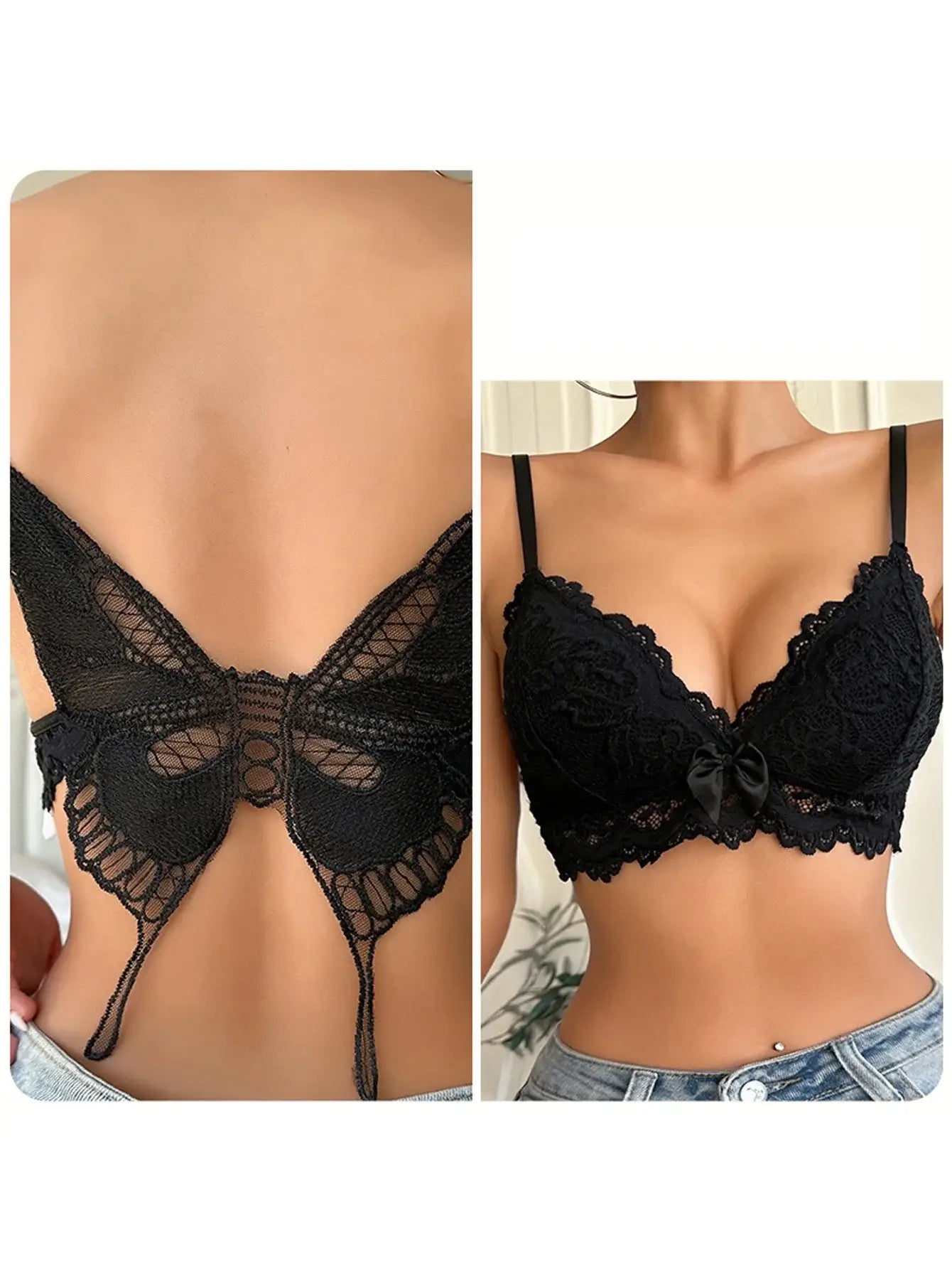 Women Corset Top V-Neck Lace Trim Tank Top Open Back Ultra-Short Camisole for Summer Black L