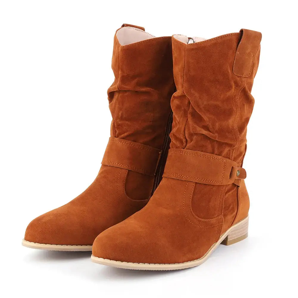 Women Ankle Boots with Buckle Comfortable Suede Boots Non Slip Pointed Toe Boots Lightweight Western Cowboy Boots for Dailyware
