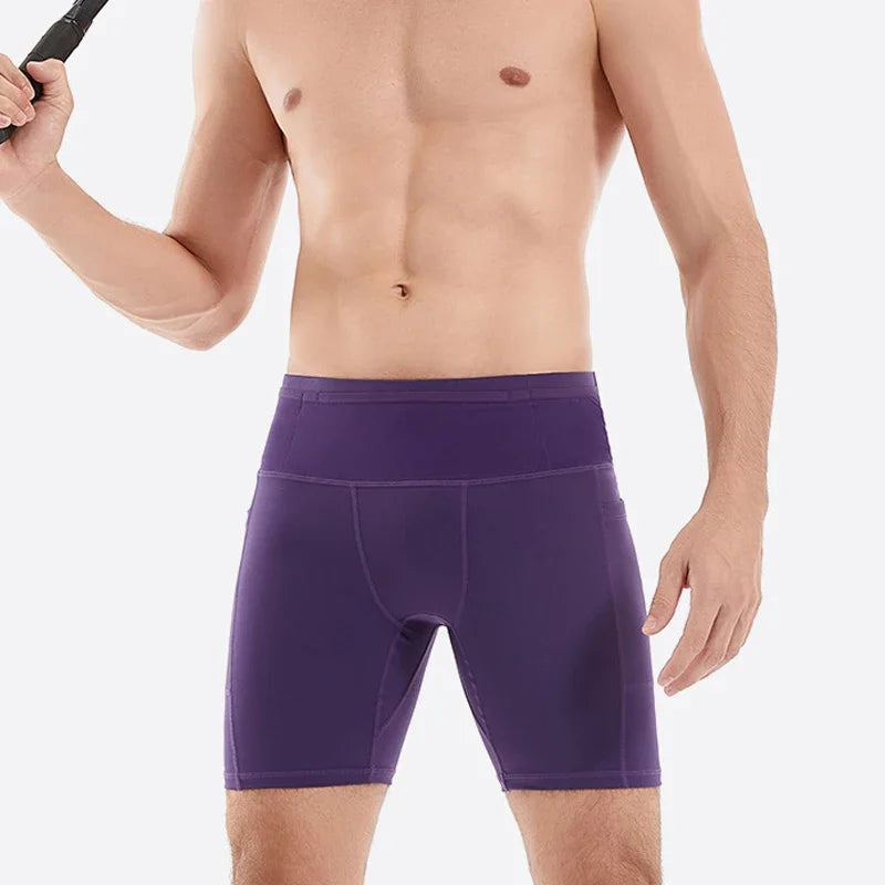QUESHARK Quick-Dry Marathon Running Shorts – Men & Women | Compression Tights, Built-In Waist Pack | Gym, Yoga & Fitness